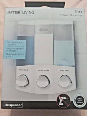 Better Living, 3 Chamber, Shower Soap, Shampoo Dispenser, White